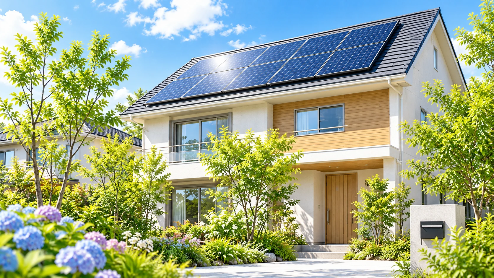 昼間に太陽光で発電する住宅のイメージ